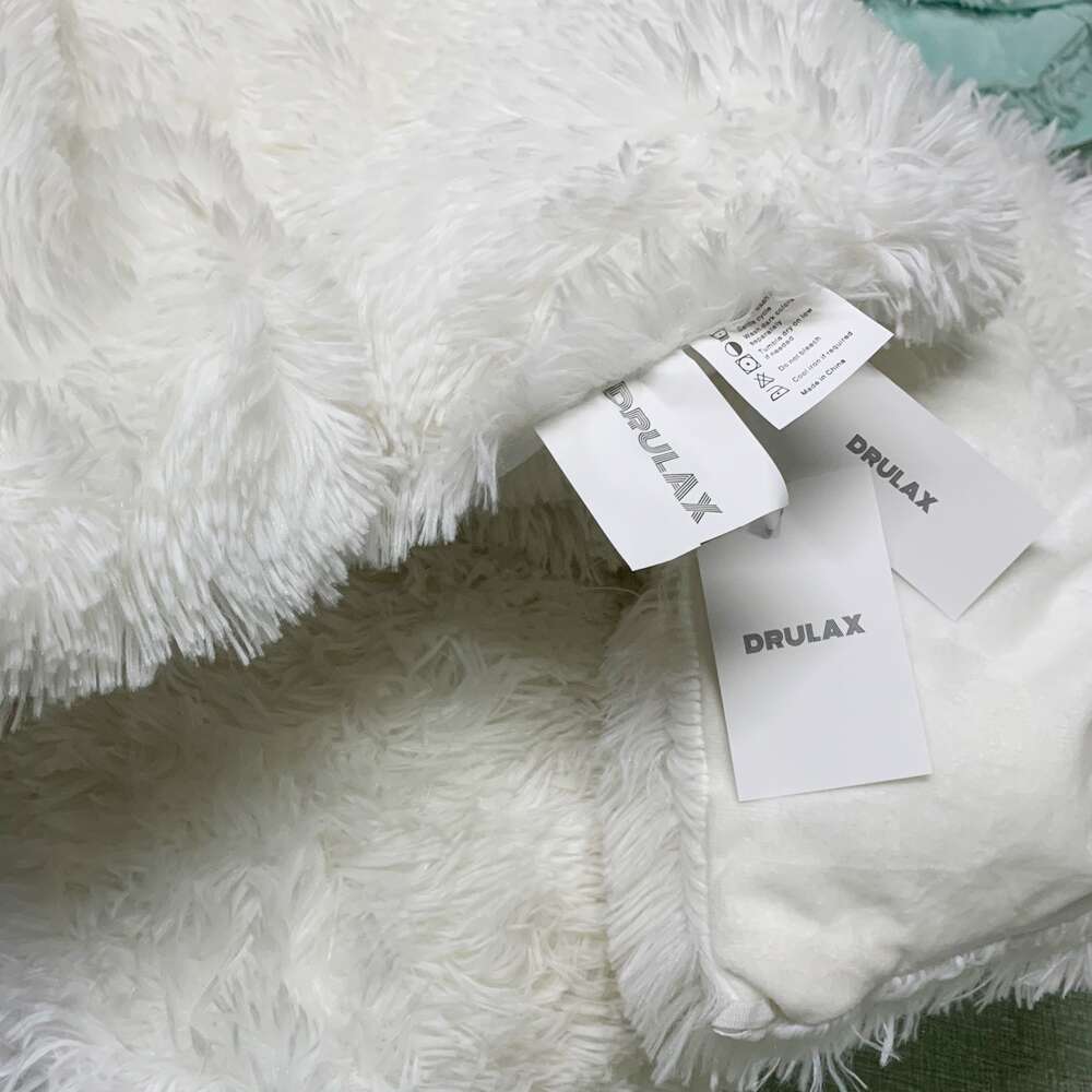 Long Plush Shaggy Comforter Set - White - Queen